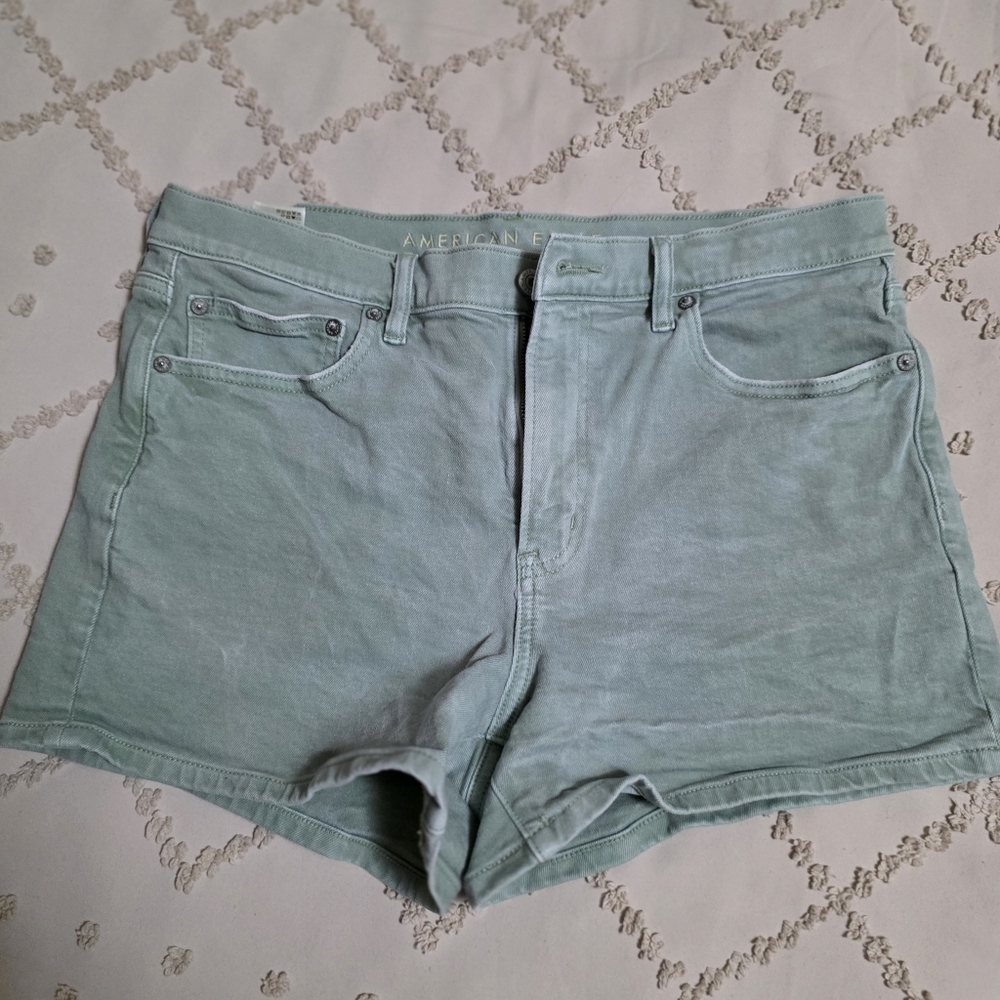 Womens Size 12 American Eagle Outfitters Mint Green Stretch Denim Shorts